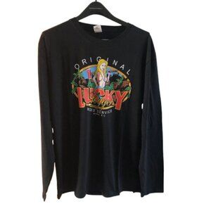 NWOT - Gildan Ultra Cotton Black Lucky Logger Long Sleeve T-Shirt - Large